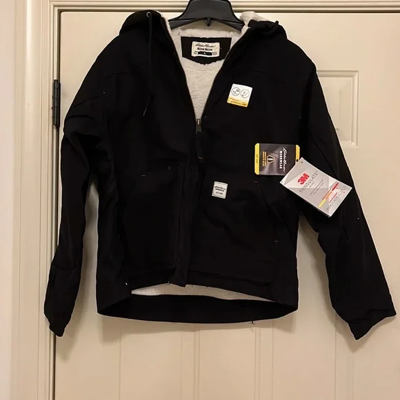 Eddie Bauer Womens Black Hooded Bomber Jacket/NWT/Size L - Picture 8 of 9